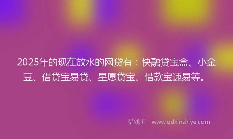 2025年的现在放水的网贷有：快融贷宝盒、小金豆、借贷宝易贷、星愿贷宝、借款宝速易等。