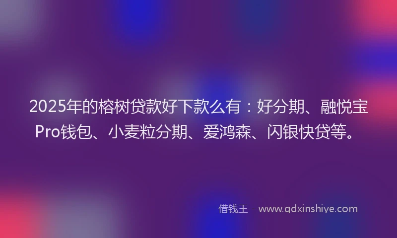 2025年的榕树贷款好下款么有：好分期、融悦宝Pro钱包、小麦粒分期、爱鸿森、闪银快贷等。