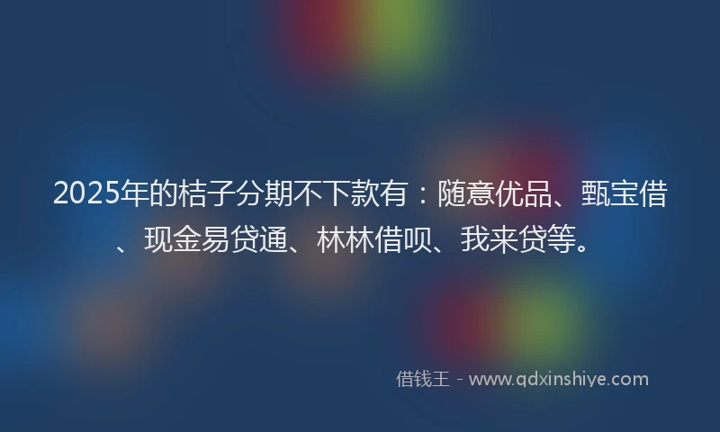 2025年的桔子分期不下款有：随意优品、甄宝借、现金易贷通、林林借呗、我来贷等。