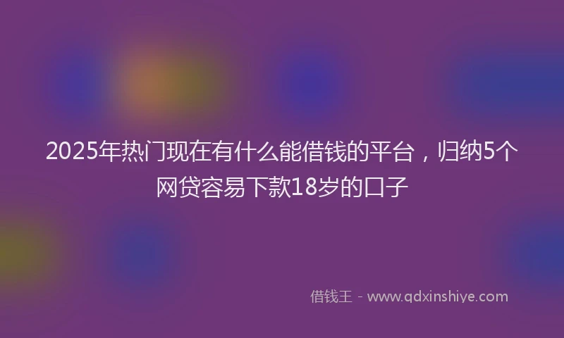 2025年热门现在有什么能借钱的平台，归纳5个网贷容易下款18岁的口子