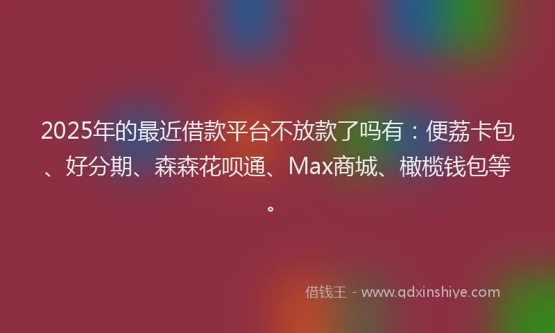 2025年的最近借款平台不放款了吗有：便荔卡包、好分期、森森花呗通、Max商城、橄榄钱包等。