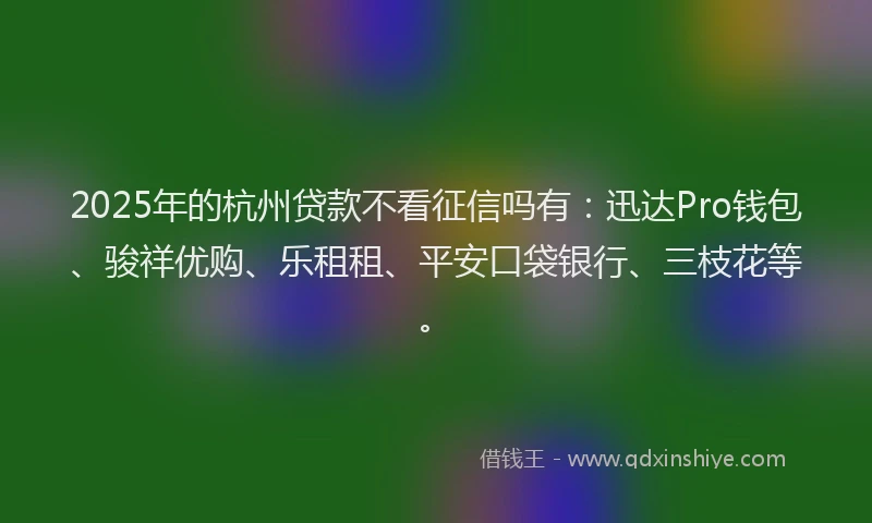 2025年的杭州贷款不看征信吗有：迅达Pro钱包、骏祥优购、乐租租、平安口袋银行、三枝花等。