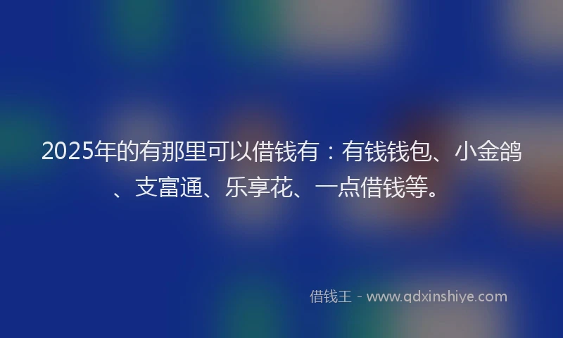2025年的有那里可以借钱有：有钱钱包、小金鸽、支富通、乐享花、一点借钱等。