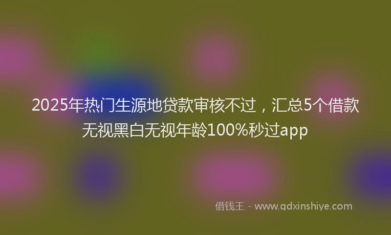 2025年热门生源地贷款审核不过，汇总5个借款无视黑白无视年龄100%秒过app