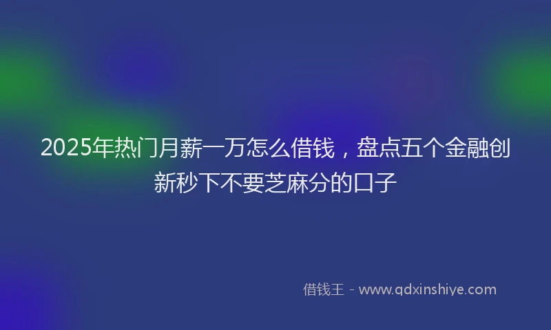 2025年热门月薪一万怎么借钱，盘点五个金融创新秒下不要芝麻分的口子