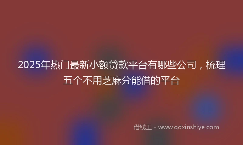 2025年热门最新小额贷款平台有哪些公司，梳理五个不用芝麻分能借的平台