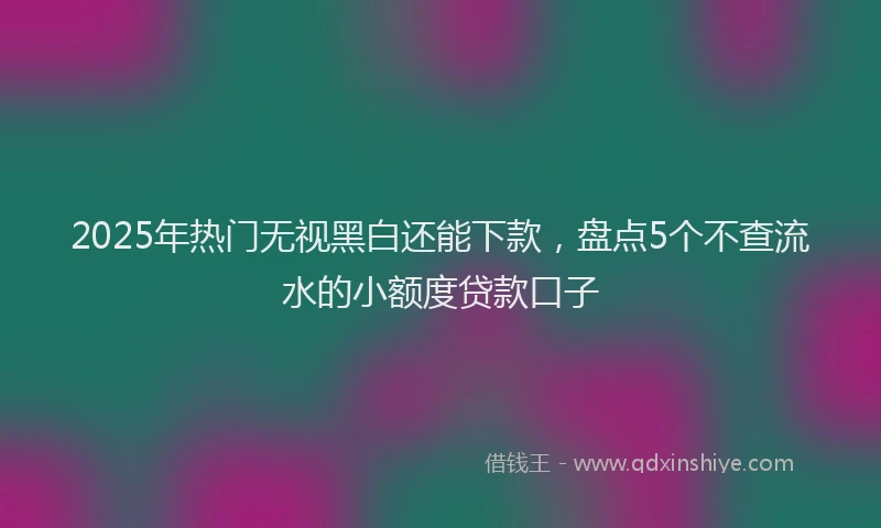 2025年热门无视黑白还能下款，盘点5个不查流水的小额度贷款口子