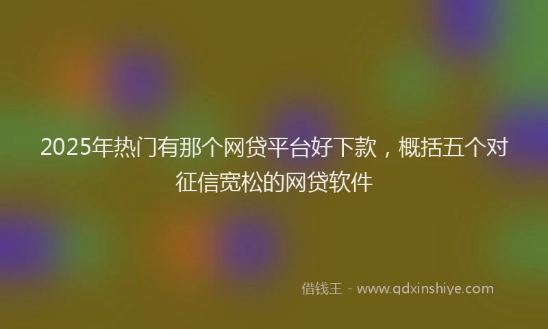 2025年热门有那个网贷平台好下款，概括五个对征信宽松的网贷软件