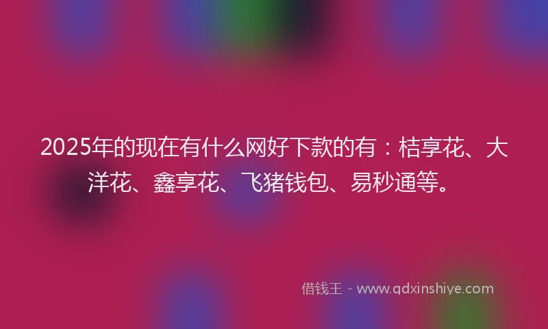 2025年的现在有什么网好下款的有：桔享花、大洋花、鑫享花、飞猪钱包、易秒通等。