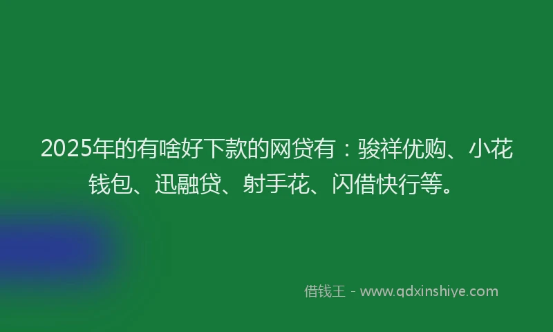 2025年的有啥好下款的网贷有：骏祥优购、小花钱包、迅融贷、射手花、闪借快行等。