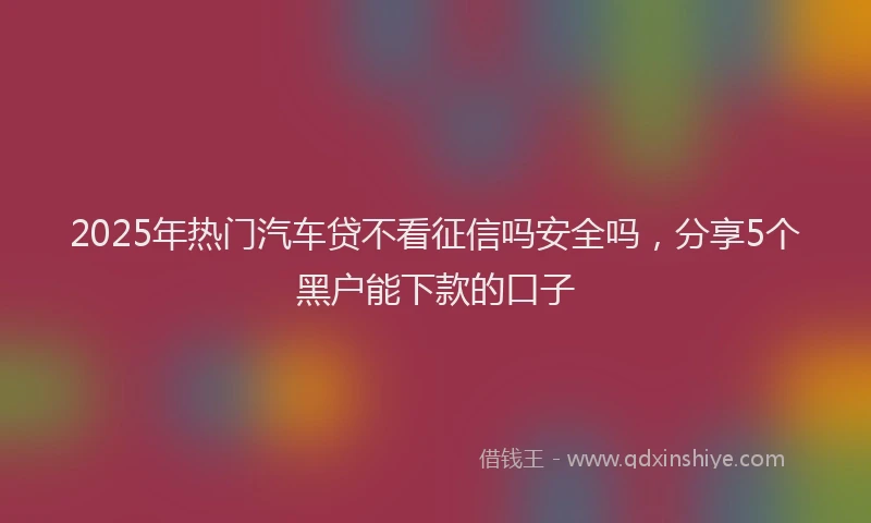 2025年热门汽车贷不看征信吗安全吗，分享5个黑户能下款的口子
