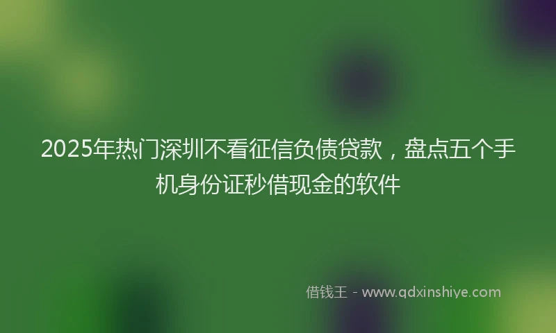2025年热门深圳不看征信负债贷款，盘点五个手机身份证秒借现金的软件