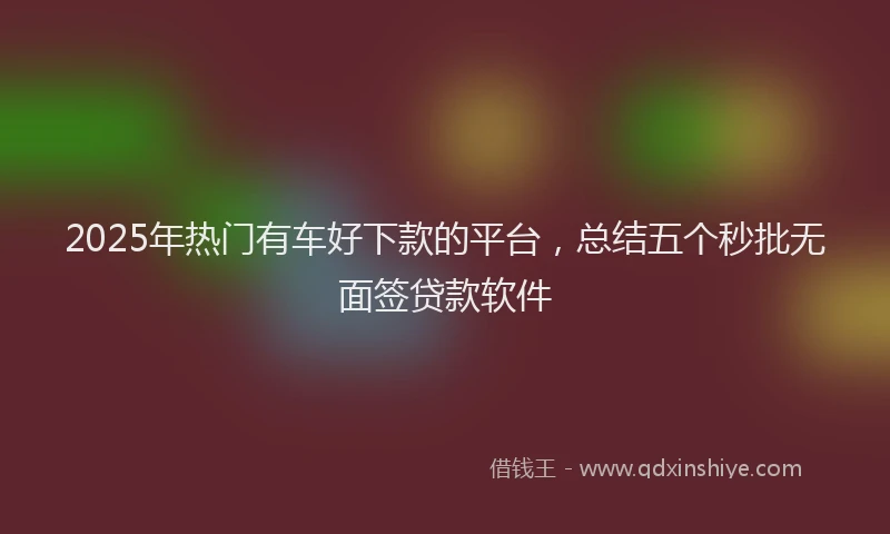 2025年热门有车好下款的平台，总结五个秒批无面签贷款软件