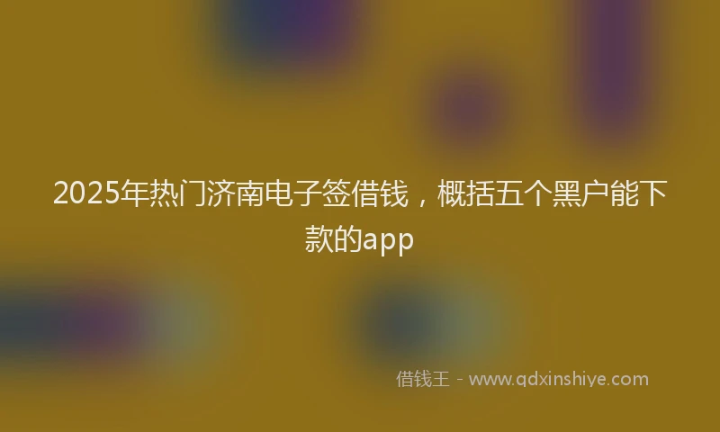 2025年热门济南电子签借钱，概括五个黑户能下款的app