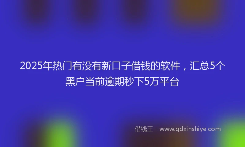 2025年热门有没有新口子借钱的软件，汇总5个黑户当前逾期秒下5万平台