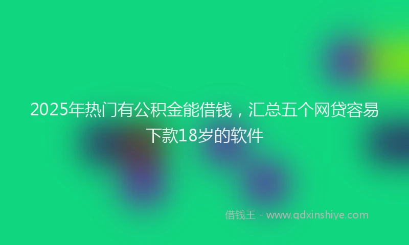 2025年热门有公积金能借钱，汇总五个网贷容易下款18岁的软件