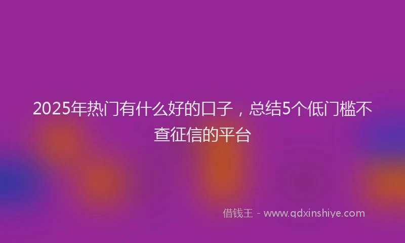 2025年热门有什么好的口子，总结5个低门槛不查征信的平台