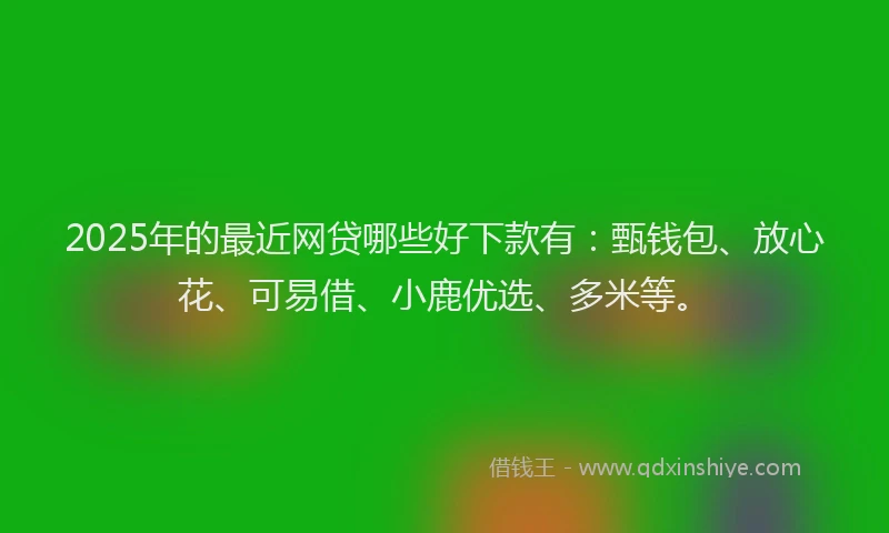 2025年的最近网贷哪些好下款有：甄钱包、放心花、可易借、小鹿优选、多米等。