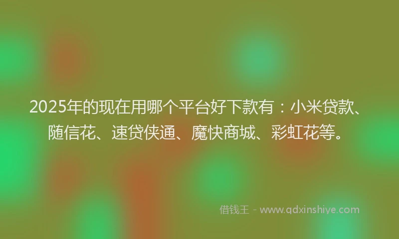2025年的现在用哪个平台好下款有：小米贷款、随信花、速贷侠通、魔快商城、彩虹花等。