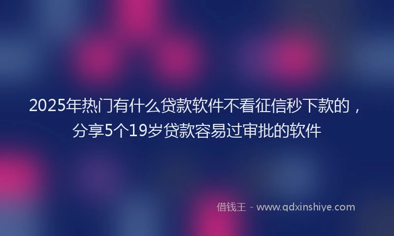 2025年热门有什么贷款软件不看征信秒下款的，分享5个19岁贷款容易过审批的软件
