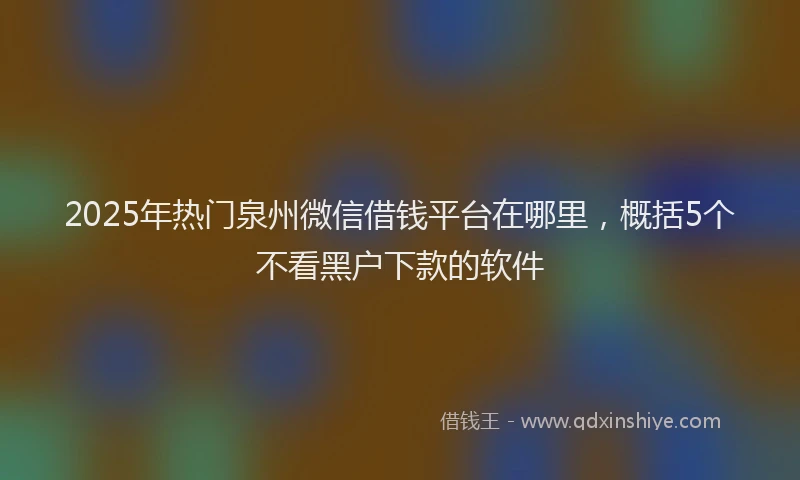 2025年热门泉州微信借钱平台在哪里，概括5个不看黑户下款的软件