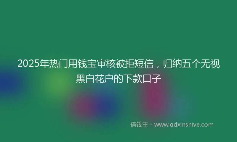 2025年热门用钱宝审核被拒短信，归纳五个无视黑白花户的下款口子