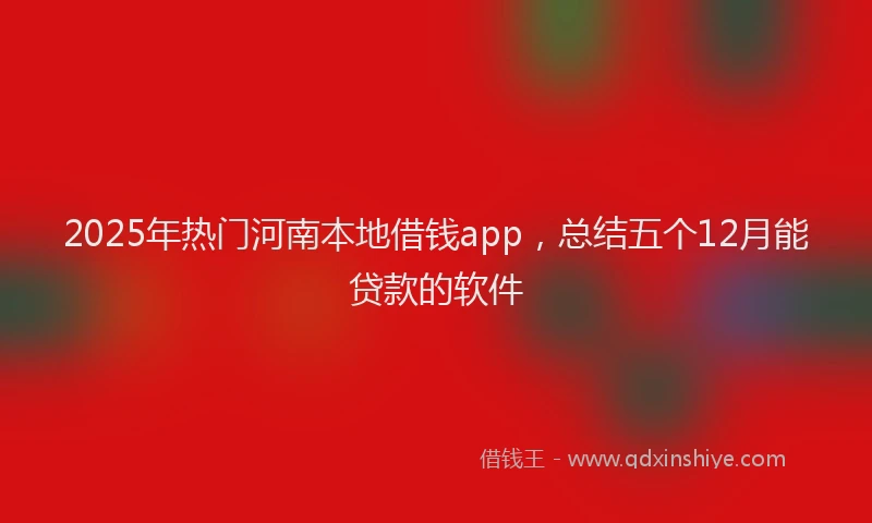 2025年热门河南本地借钱app，总结五个12月能贷款的软件