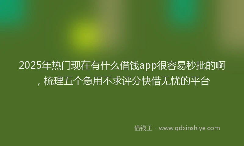 2025年热门现在有什么借钱app很容易秒批的啊，梳理五个急用不求评分快借无忧的平台