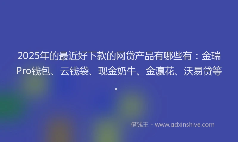2025年的最近好下款的网贷产品有哪些有：金瑞Pro钱包、云钱袋、现金奶牛、金瀛花、沃易贷等。