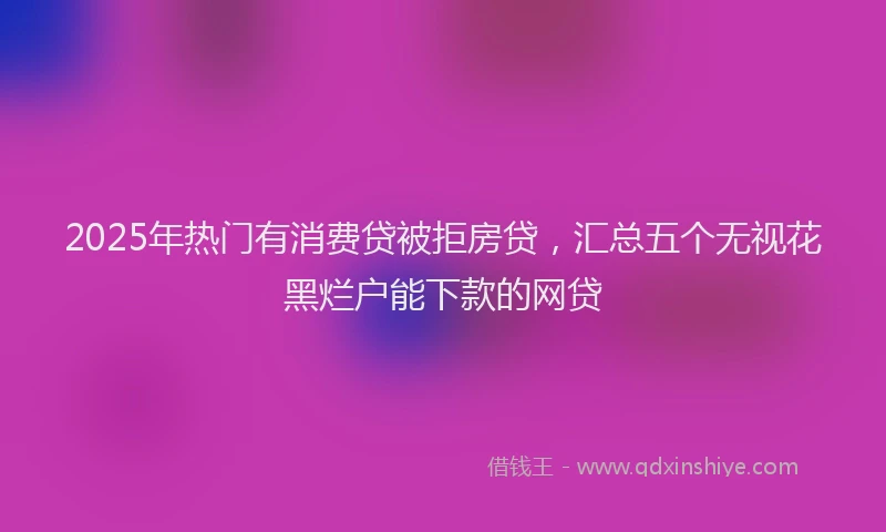 2025年热门有消费贷被拒房贷，汇总五个无视花黑烂户能下款的网贷