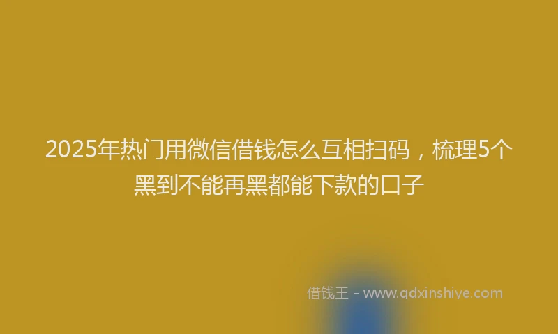 2025年热门用微信借钱怎么互相扫码，梳理5个黑到不能再黑都能下款的口子