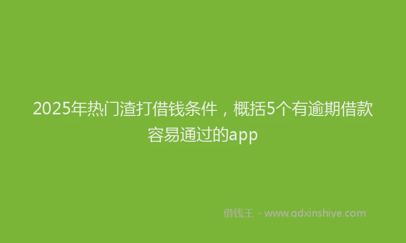 2025年热门渣打借钱条件，概括5个有逾期借款容易通过的app