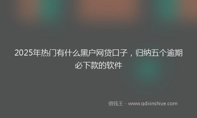 2025年热门有什么黑户网贷口子，归纳五个逾期必下款的软件