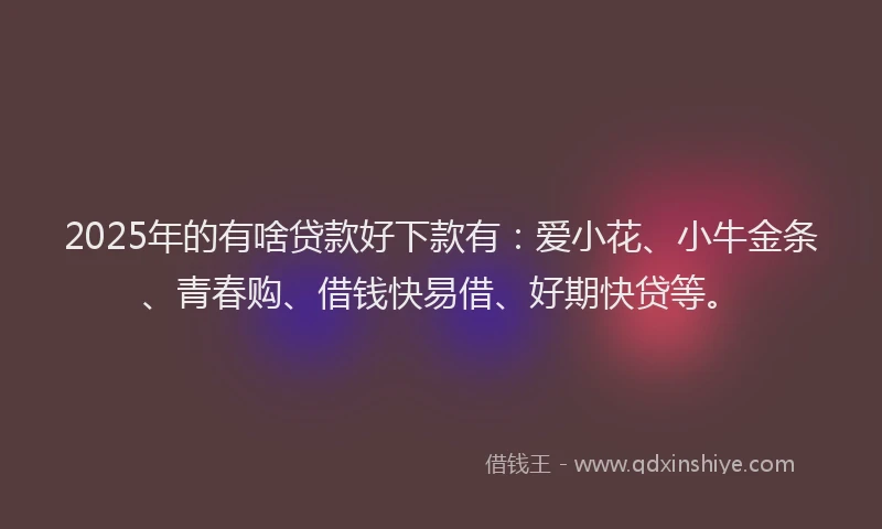 2025年的有啥贷款好下款有：爱小花、小牛金条、青春购、借钱快易借、好期快贷等。