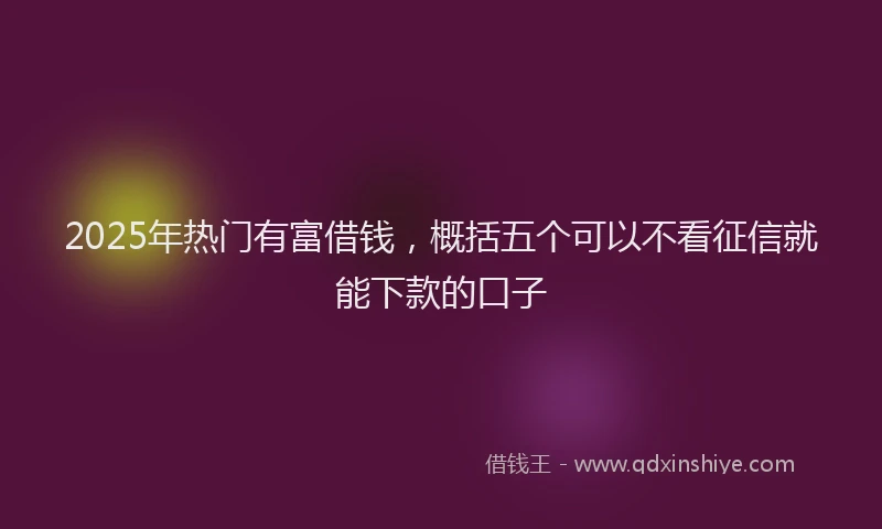 2025年热门有富借钱，概括五个可以不看征信就能下款的口子