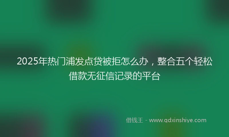 2025年热门浦发点贷被拒怎么办，整合五个轻松借款无征信记录的平台