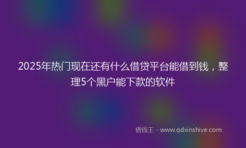 2025年热门现在还有什么借贷平台能借到钱，整理5个黑户能下款的软件