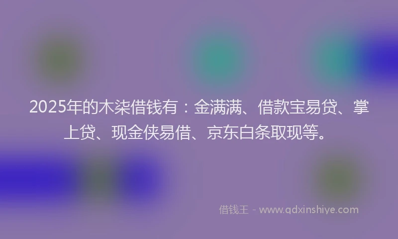 2025年的木柒借钱有：金满满、借款宝易贷、掌上贷、现金侠易借、京东白条取现等。