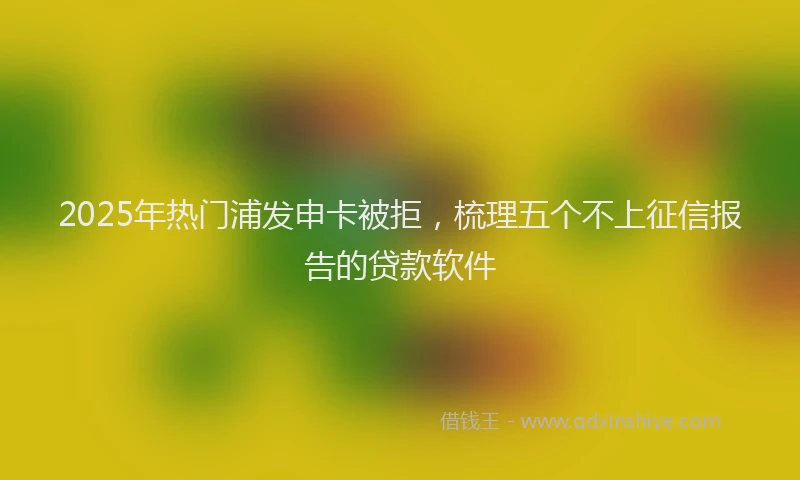 2025年热门浦发申卡被拒，梳理五个不上征信报告的贷款软件