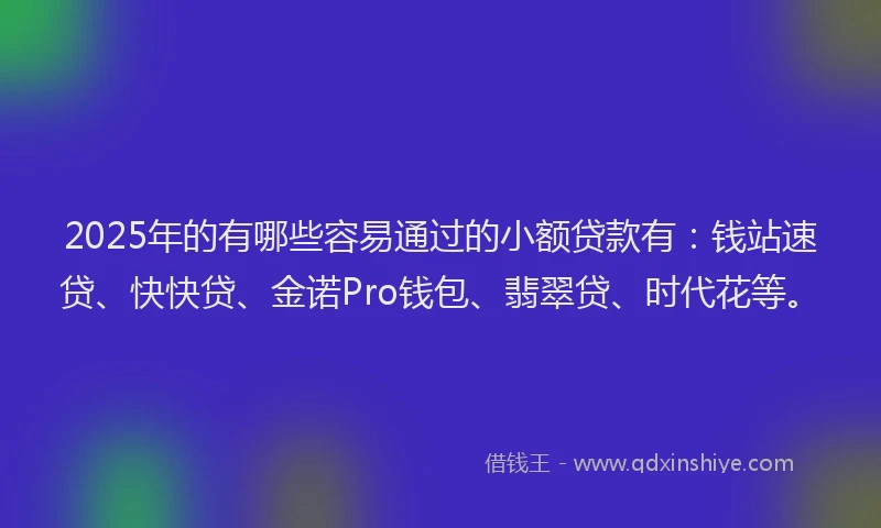 2025年的有哪些容易通过的小额贷款有：钱站速贷、快快贷、金诺Pro钱包、翡翠贷、时代花等。