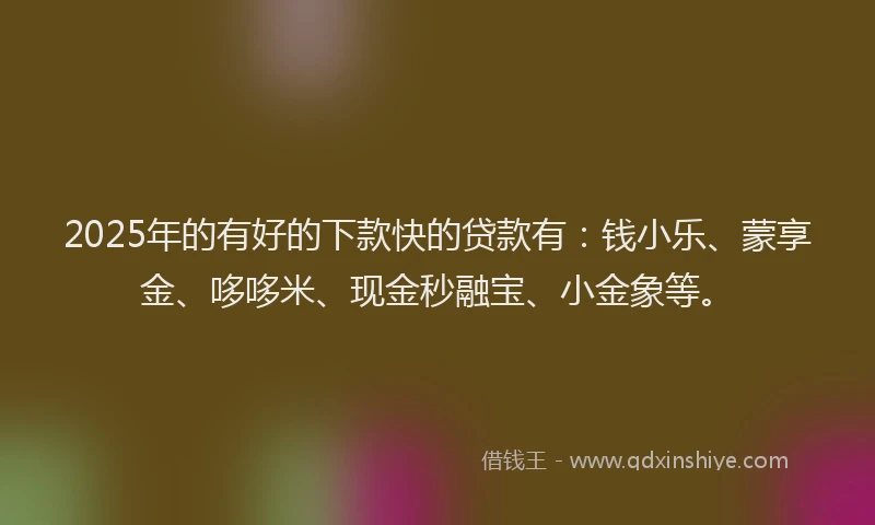 2025年的有好的下款快的贷款有：钱小乐、蒙享金、哆哆米、现金秒融宝、小金象等。