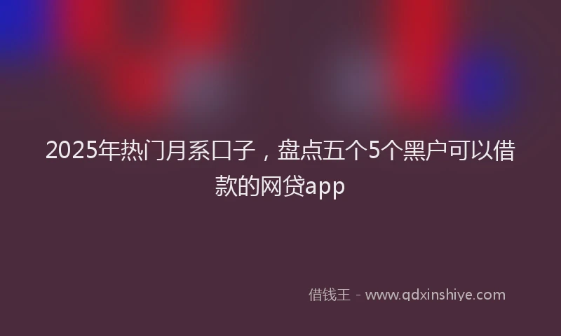 2025年热门月系口子，盘点五个5个黑户可以借款的网贷app
