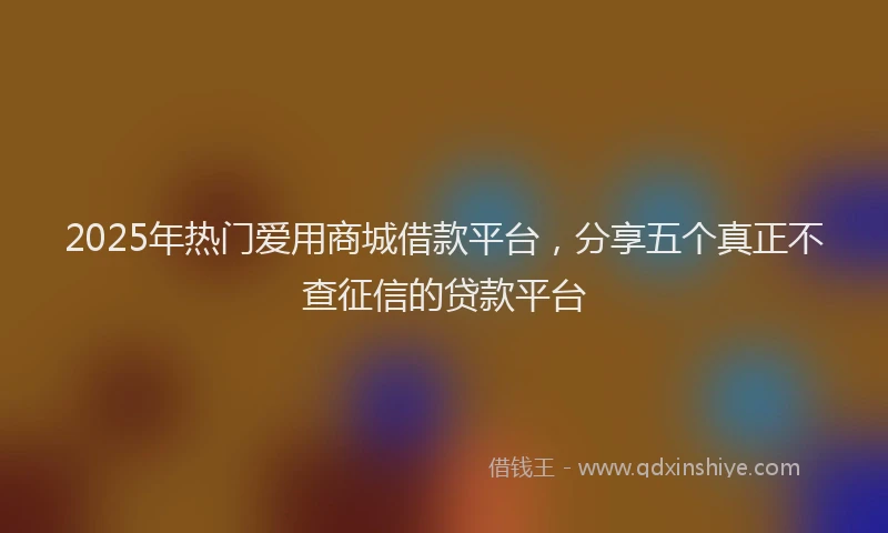 2025年热门爱用商城借款平台，分享五个真正不查征信的贷款平台