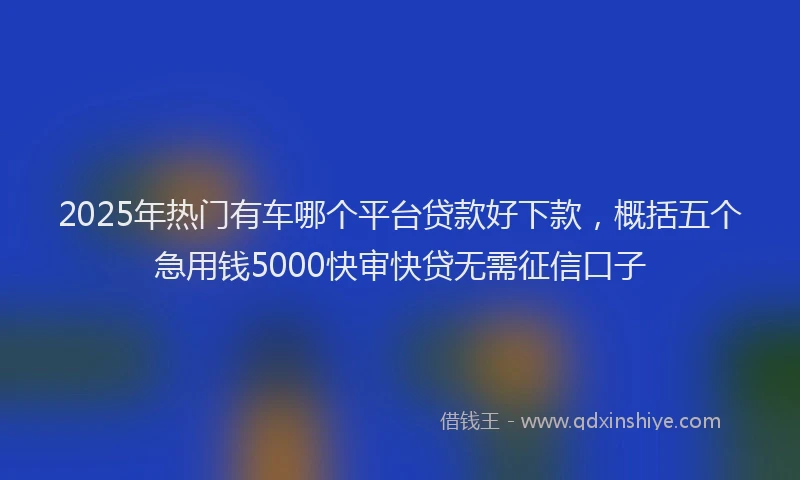 2025年热门有车哪个平台贷款好下款，概括五个急用钱5000快审快贷无需征信口子