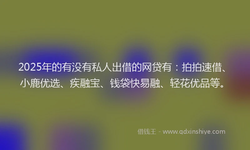 2025年的有没有私人出借的网贷有：拍拍速借、小鹿优选、疾融宝、钱袋快易融、轻花优品等。