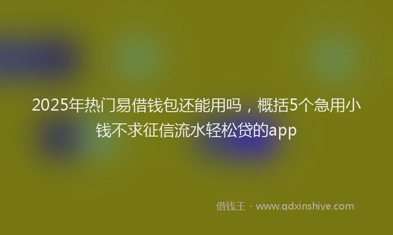 2025年热门易借钱包还能用吗，概括5个急用小钱不求征信流水轻松贷的app