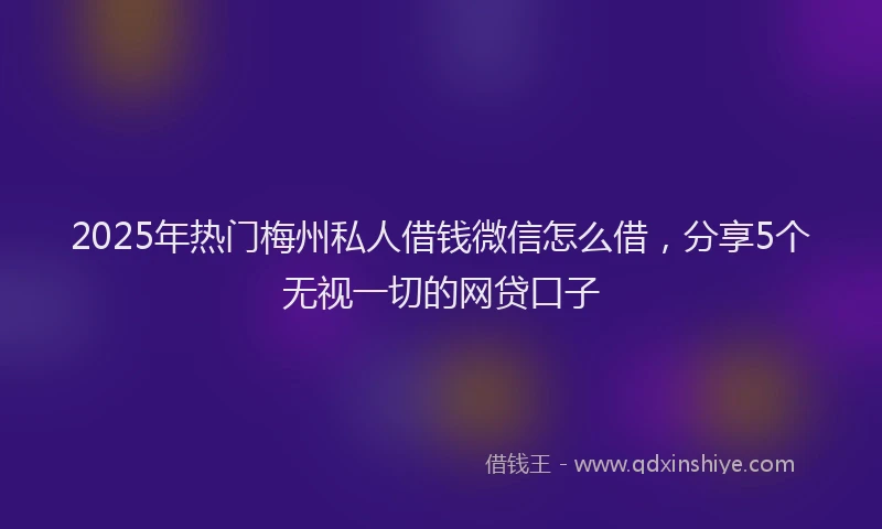 2025年热门梅州私人借钱微信怎么借，分享5个无视一切的网贷口子