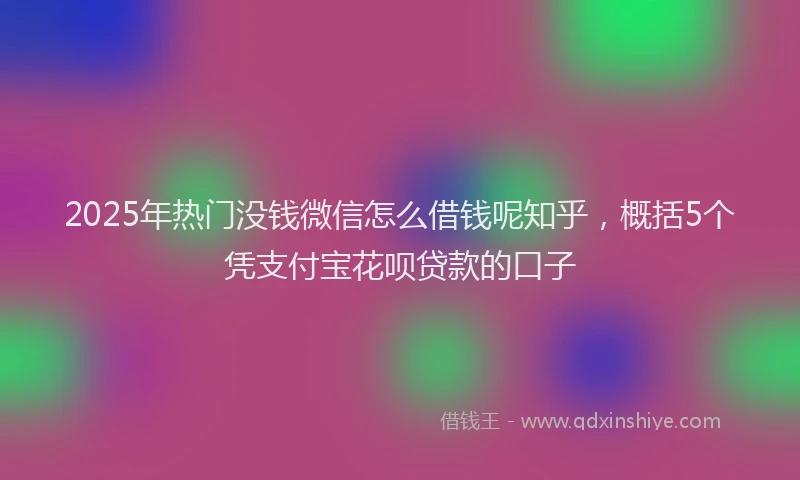 2025年热门没钱微信怎么借钱呢知乎，概括5个凭支付宝花呗贷款的口子