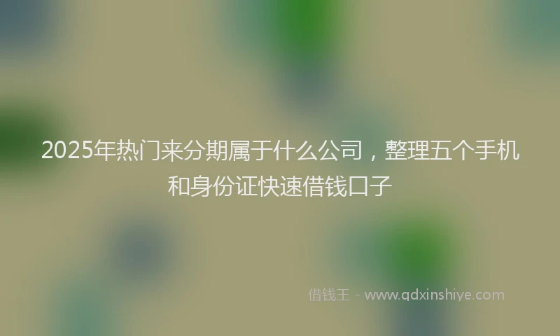 2025年热门来分期属于什么公司，整理五个手机和身份证快速借钱口子