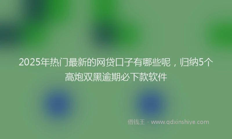 2025年热门最新的网贷口子有哪些呢，归纳5个高炮双黑逾期必下款软件